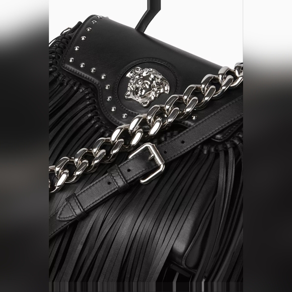 100% Authentic versace Top handle calf leather fringe versace la medusa bag - Picture 9 of 10
